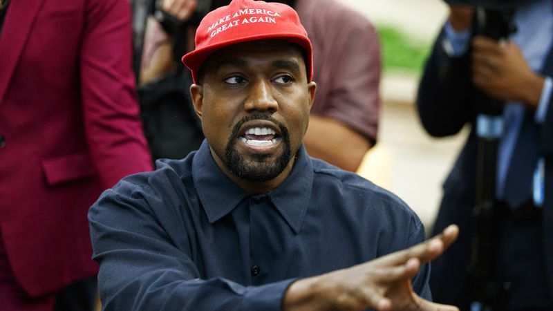 Rapper Kanye West speaks during a meeting in the Oval Office of the White House with President Donald Trump, Thursday, Oct. 11, 2018, in Washington.