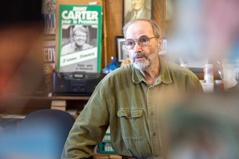 Philip Kurland, owner of the Plains Trading Post, said, "It'll feel awkward and odd to me, anyway, for a while," when former President Jimmy Carter is gone. "But I think overall when that's passed," he said, "I think there will be a feeling of joy because every time I think of him it'll put a smile on my face." (Arvin Temkar / arvin.temkar@ajc.com)
