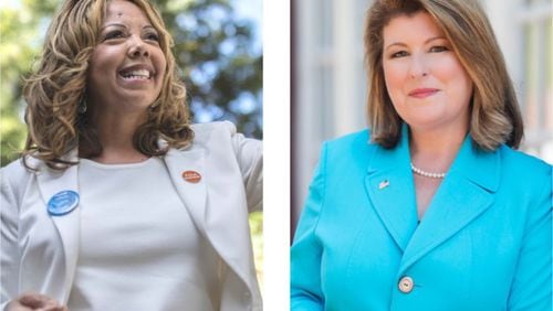 U.S. Rep. Lucy McBath (left), a Democrat, faces a rematch with Republican Karen Handel in the 2020 general election for Georgia's 6th Congressional District.
