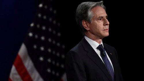 U.S. Secretary of State Antony Blinken speaks during a conversation on Advancing Security and Prosperity in the Indo-Pacific Region with Singapore's Ambassador-at-Large Chan Heng Chee at Asian Civilisation Museum in Singapore, Wednesday, July 31, 2024. (AP Photo/Suhaimi Abdullah)