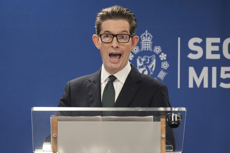 Ken McCallum, Director General of MI5, delivers the annual Director General's speech at Counter Terrorism Operations Centre in west London, Tuesday Oct. 8, 2024. (Yui Mok/PA via AP)