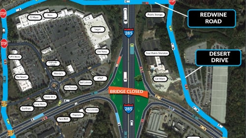 GDOT is adding a diverging diamond interchange where I-285 meets Camp Creek Parkway.