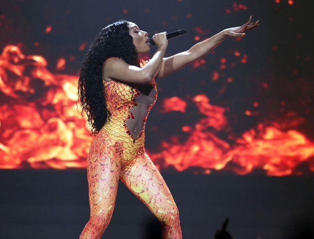 Megan Thee Stallion energized State Farm Arena on Sunday, June 2, 2024 on her Hot Girl Summer Tour, with GloRilla opening the show. Due to broken water lines in Downtown Atlanta, this first of two shows was originally scheduled for Friday night.
Robb Cohen for the Atlanta Journal-Constitution