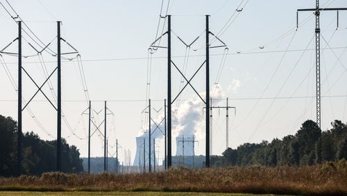 Cooling tower Units 1 and 2 of Plant Vogtle in Burke County near Waynesboro are seen on Friday, October 14, 2022. . (Arvin Temkar / arvin.temkar@ajc.com)