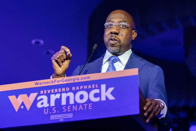 Democratic U.S. Sen. Raphael Warnock will be holding rallies today in Quitman, Camilla, Columbus and at Albany State University. (Arvin Temkar/The Atlanta Journal-Constitution/TNS)