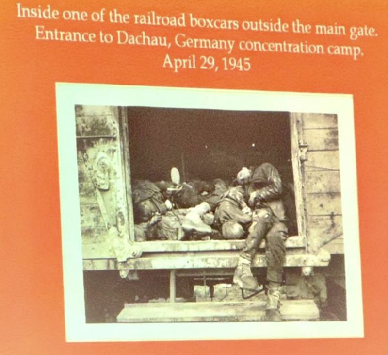 What Hilbert and Howard Margol saw on April 29, 1945 at the Dachau concentration camp. Hilbert uses this photo in his presentations on the Holocaust.