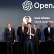 FILE - Open AI Chief Executive Officer Sam Altman, center, speaks at the Advancing Sustainable Development through Safe, Secure, and Trustworthy AI Event on Sept. 23, 204, in New York. (Bryan R. Smith/Pool Photo via AP, File)