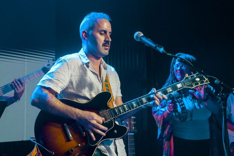 Parker Smith with vocalist Nichelle Young in a 2023 show on the Eastern's rooftop, where he and the Bandwith will perform on July 12. It's a spot that he believes helps him make a strong connection with his audience. Courtesy of Mia Murray