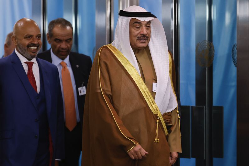 Sheikh Sabah Al-Khaled, crown prince of Kuwait, arrives for the 79th session of the United Nations General Assembly, Tuesday, Sept. 24, 2024, at UN headquarters. (AP Photo/Stefan Jeremiah)