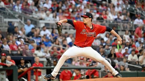 Atlanta Braves pitcher Max Fried (54) throws a pitch against Philadelphia Phillies during the first inning at Truist Park on Friday, July 5, 2024 in Atlanta. (Hyosub Shin / AJC)