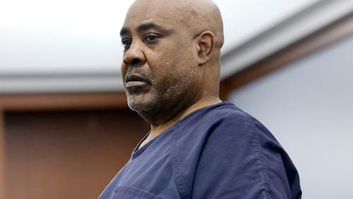 Duane "Keffe D" Davis, who is accused of orchestrating the 1996 slaying of Tupac Shakur, appears in court during a bond hearing at the Regional Justice Center Tuesday, Aug. 27, 2024, in Las Vegas. (Bizuayehu Tesfaye/Las Vegas Review-Journal via AP, Pool)