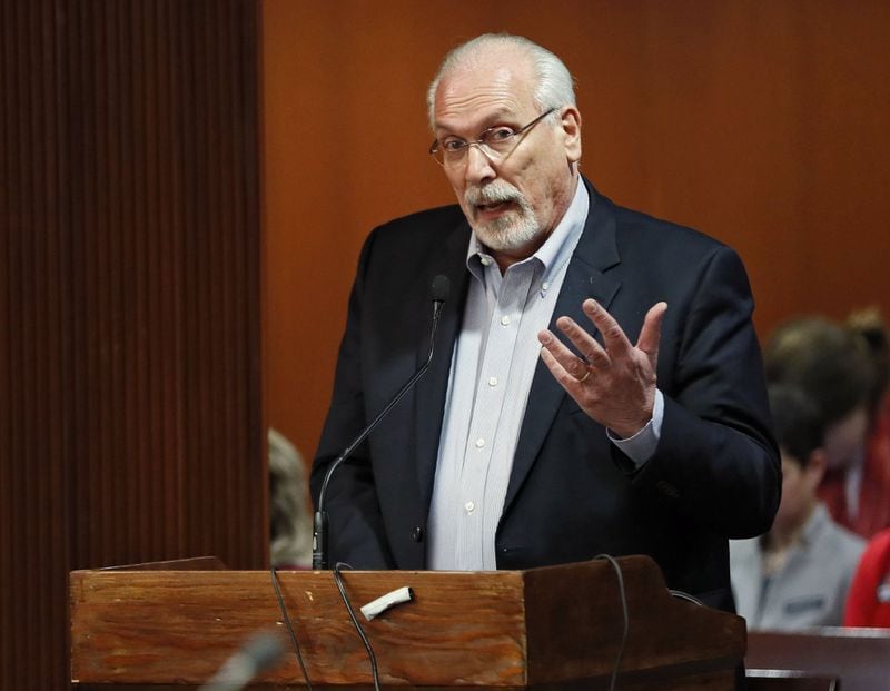 2/20/19 - Atlanta - Richard DeMillo, Professor of Computing and Professor of Management at Georgia Tech, spoke about voting machine hacking during public comment.  The Governmental Affairs Elections Subcommittee, chaired by Rep. Alan Powell, held it's second day of hearings on House Bill 316, which would change the state's voting system.  Bob Andres / bandres@ajc.com