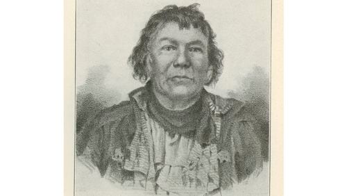 Prairie Band Potawatomi Chief Shab-eh-nay, shown in this image provided by the Northern Illinois University Digital Library, is at the center of legislation in Illinois to compensate the tribe for land taken from the tribe. Shab-eh-nay, who was born about 1775 and died in 1859, was promised land in northern Illinois in an 1829 treaty, but the government sold it to white settlers in about 1848. The General Assembly is poised to approve a plan to transfer control of the nearby Shabbona Lake State Recreation Area to the Prairie Band. (NIU Digital Library via AP)