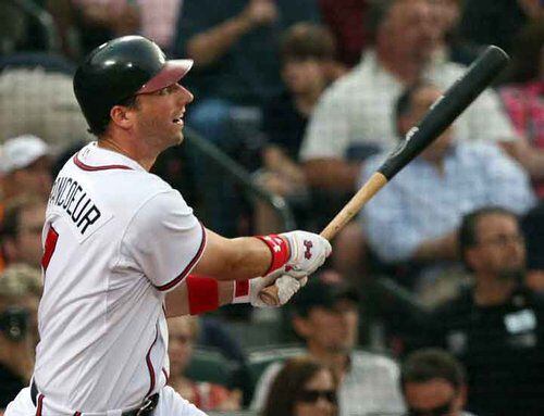 Playoffs, Atlanta Braves Jeff Francoeur in action, at bat vs