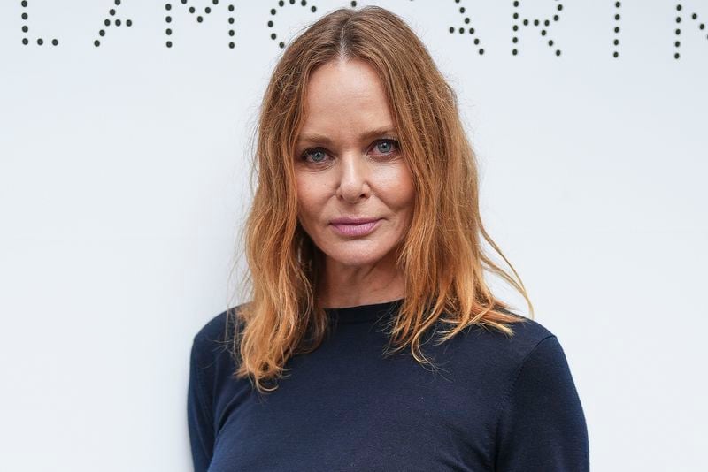 Stella McCartney poses for photographs after her Spring/Summer 2025 collection presented Monday, Sept. 30, 2024 in Paris. (Photo by Scott A Garfitt/Invision/AP)