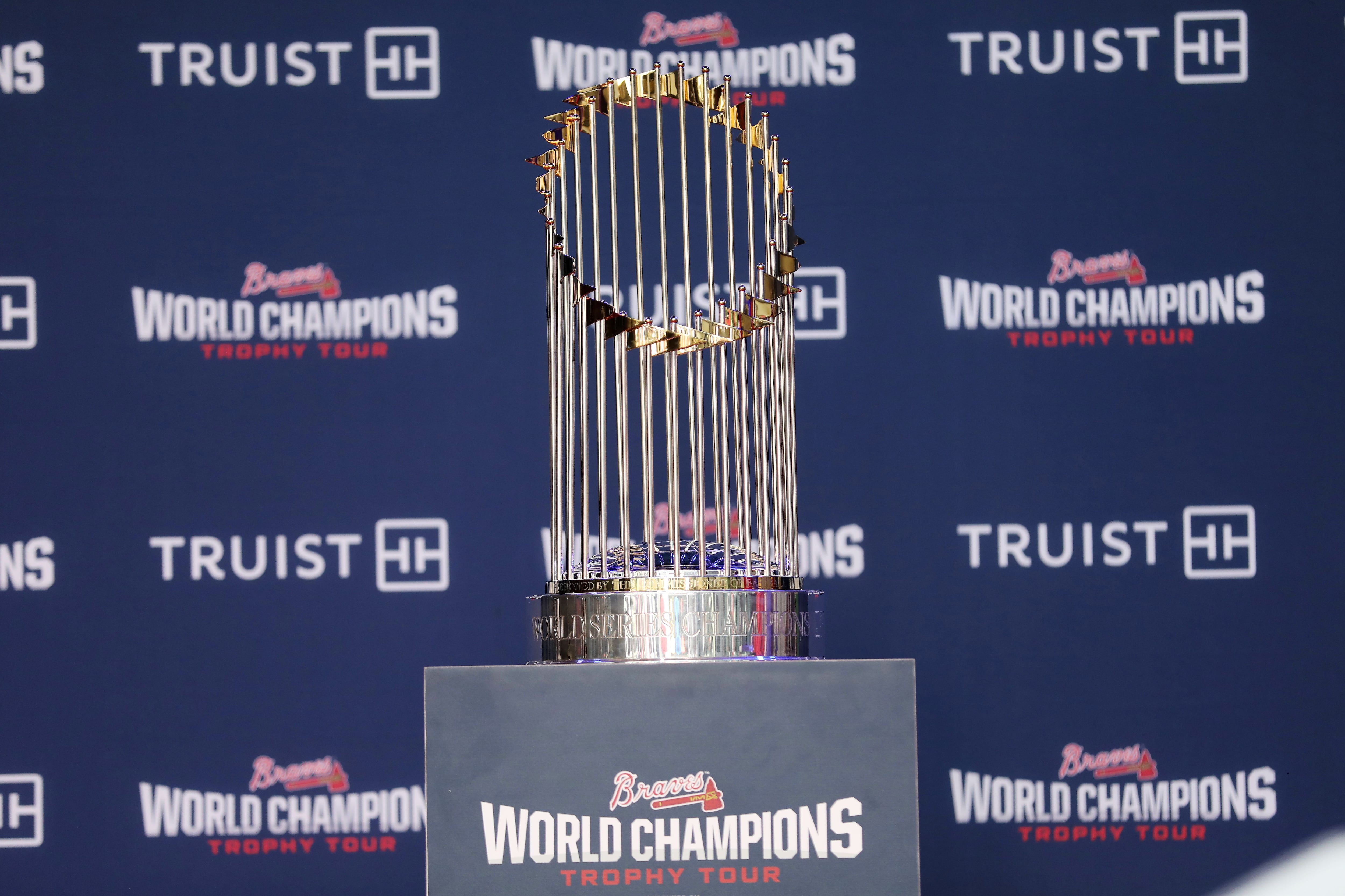 Photos: Braves fans get time with World Series trophy