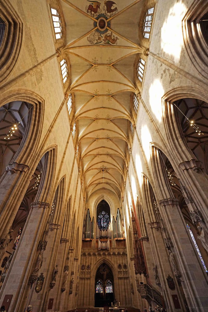 Interior view of Ulmer Münster, the world's tallest church, in Ulm, Germany, Wednesday, Sept. 18, 2024. (AP Photo/Matthias Schrader)