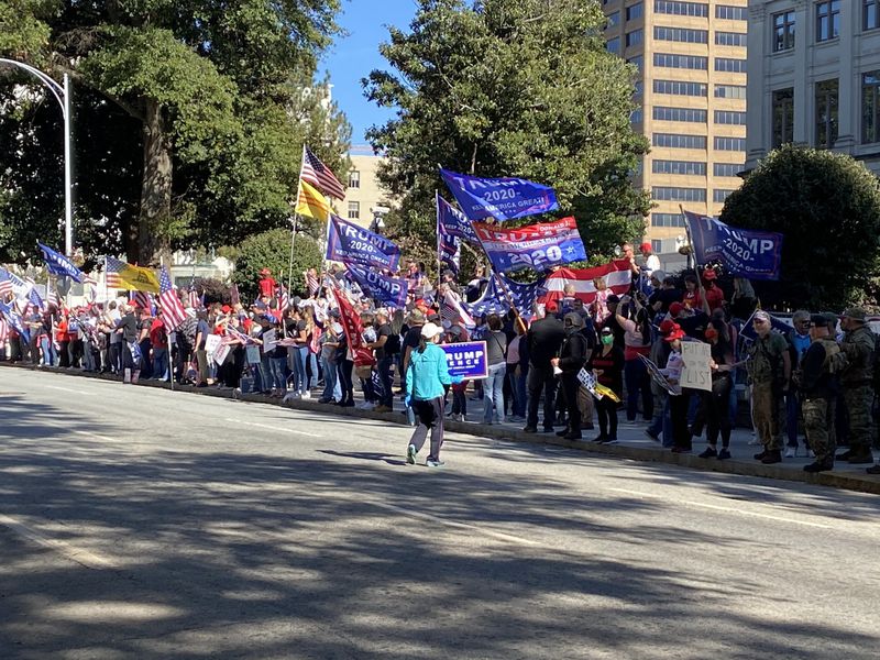 Trump supporters protesting the results of the election gather at Georgia State Capitol. Credit: Zachary Hansen