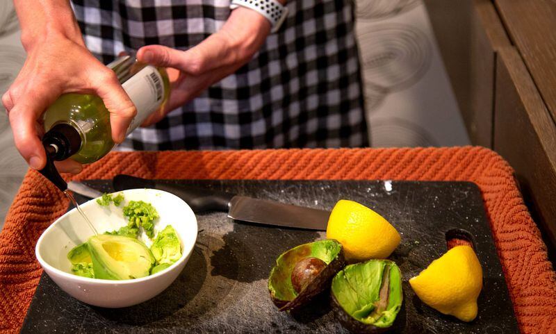 Amy Leavell Bransford mixes the ingredients for her DIY facial masks at her Atlanta salon June 30, 2020. STEVE SCHAEFER FOR THE ATLANTA JOURNAL-CONSTITUTION