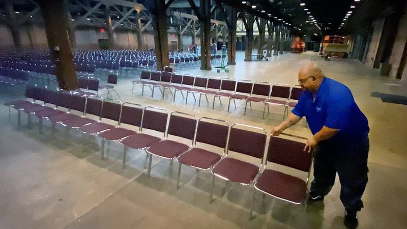 Setup is underway for the 2023 Georgia Republican Party’s 2023 State Convention at the Columbus Convention & Trade Center in Columbus, Georgia. (Photo Courtesy of Mike Haskey)