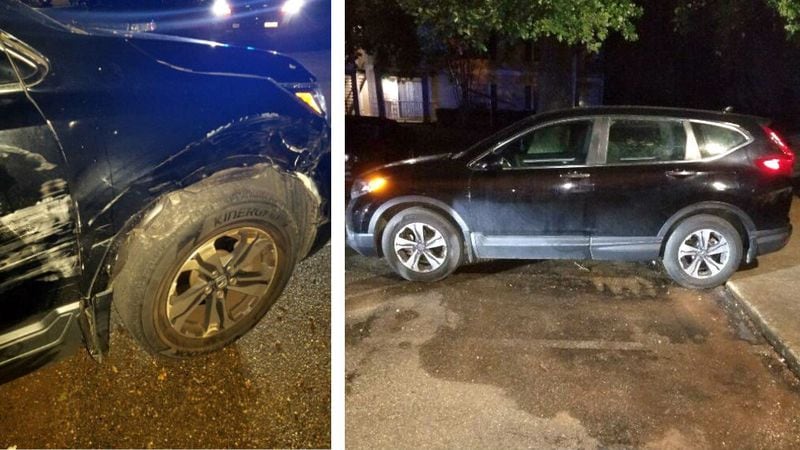 A Honda CRV belonging to Aniah Blanchard, 19, of Homewood, Ala., is seen in an apartment complex parking lot in Montgomery, where it was found Oct. 25, 2019, following Blanchard's disappearance two days earlier outside an Auburn gas station.