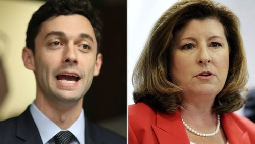 Democrat Jon Ossoff (LEFT) is headed for a runoff in June against a Republican contender Karen Handel.