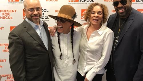 "A Different World" reunion at Home Depot Support Headquarters in Atlanta: (L-R) Laz Alonso, Cree Summer, Jasmine Guy, Kadeem Hardison. CREDIT: Rodney Ho/rho@ajc.com