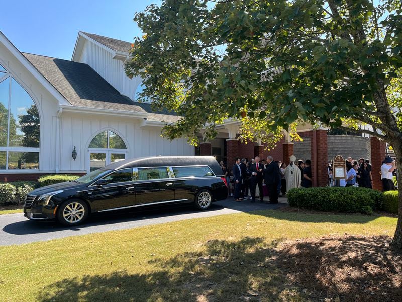 Mourners bid farewell to 14-year-old Christian Angulo, one of four people killed in a shooting at Apalachee High School, during a funeral mass on Friday, September 20, 2024.