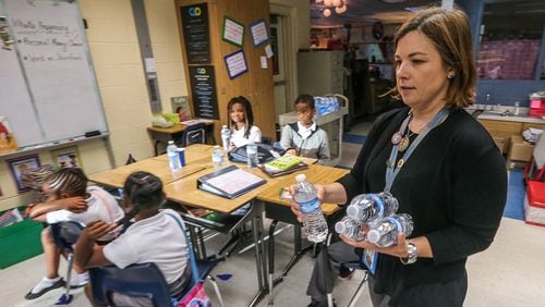 Some Atlanta Public Schools, including Centennial Place Academy, provided bottled water to students Mon., May 2, 2016. JOHN SPINK / JSPINK@AJC.COM