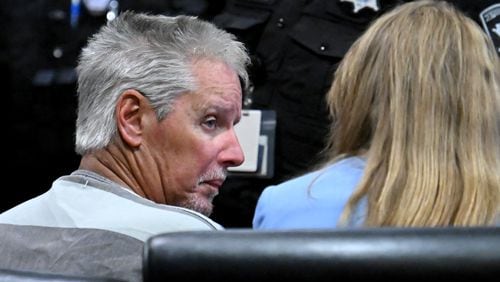 Colin Gray sits during his first appearance before Barrow County Superior Court Judge Currie Mingledorff on Friday, September 6, 2024, in Winder. His 14-year-old son, Colt Gray, is the suspect in the Sept. 4 Apalachee High School shooting. (Hyosub Shin / AJC)