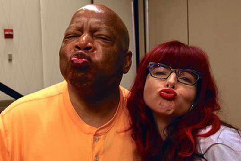 U.S. Rep. John Lewis taking a duckface selfie with Kelly Sue DeConnick at Dragon Con.