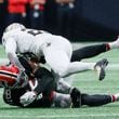 Atlanta Falcons tight end Kyle Pitts gets tackle after a catch during the first half of an NFL football game against the New Orleans Saints on Sunday, Sept. 29, at Mercedes-Benz Stadium in Atlanta.

(Miguel Martinez/ AJC)