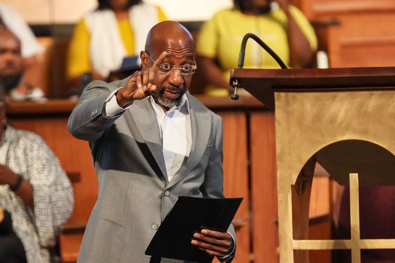 Democratic U.S. Sen. Raphael Warnock, who is also a pastor, denounced political violence during his sermon at Ebenezer Baptist Church in Atlanta on Sunday.