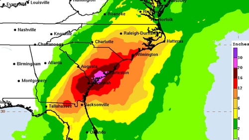 Large amounts of rain are expected on the East Coast over the next few days.