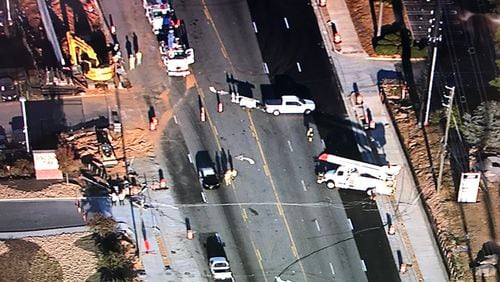 A crash on Spring Road between Cobb Parkway and Cumberland Boulevard caused delays. (Credit: Channel 2 Action News)