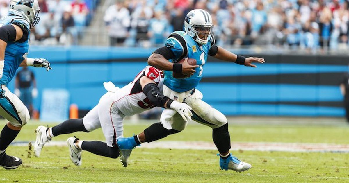 Download The Carolina Panthers' Cam Newton Celebrates a Touchdown Wallpaper