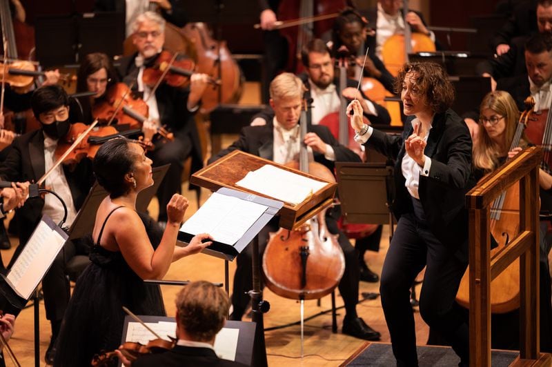 Soprano Talise Trevigne (left) was a soloist for a performance of Beethoven’s “Ah! Perfido" under the direction of Atlanta Symphony Orchesta new music director Nathalie Stutzmann. RAND LINDS