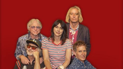 The Baseball Project's starting lineup: Scott McCaughey (bottom left), Mike Mills (top left), Linda Pitmon (center), Peter Buck (top right) and Steve Wynn. Photo: Marty Perez