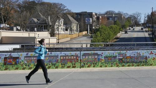 The Atlanta Beltline Eastside trail, south of Ponce de Leon, crossing over North Avenue. AJC file photo