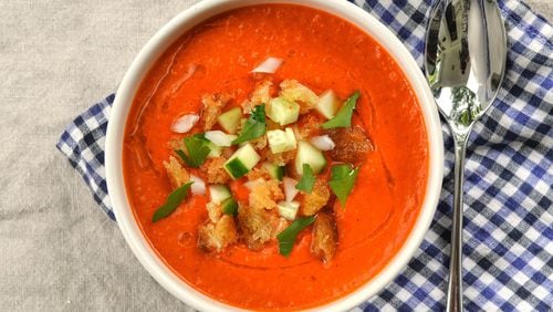 Quick Pantry Gazpacho. (Chris Hunt for The Atlanta Journal-Constitution)