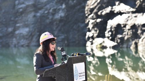 Jo Ann Macrina speaks during the "Imagine a Day Without Water" event in October 2015, months before she was fired as Atlanta's watershed management director. (Hyosub Shin/The Atlanta Journal-Constitution/TNS)