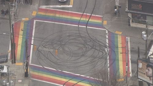 Street racers vandalize "Rainbow Crosswalk" for second weekend in a row