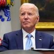 President Joe Biden listens during a briefing on the government's response to Hurricane Helene in the Roosevelt Room of the White House in Washington, Tuesday, Oct. 1, 2024. (AP Photo/Mark Schiefelbein)