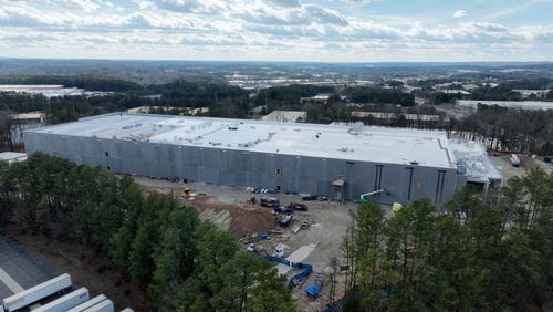 Construction on one of five data centers that DataBank operates in Atlanta. (Hyosub Shin/AJC)