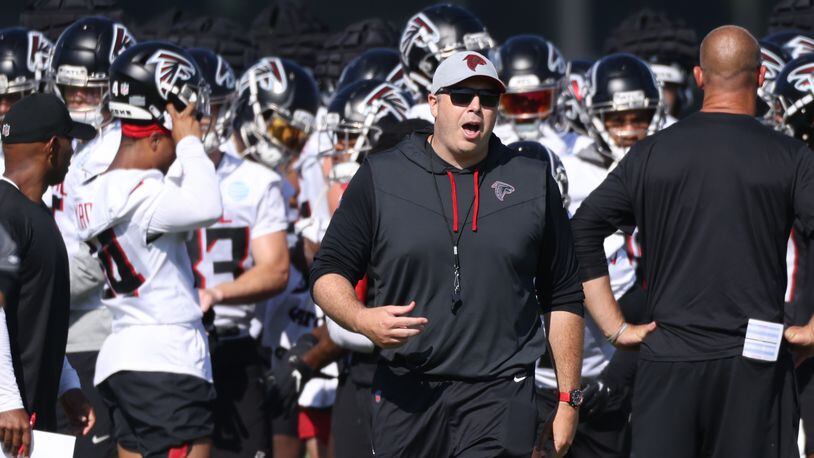 FLOWERY BRANCH, GA - JULY 30: The Falcons had merchandise for sale during  Saturday morning workouts for the Atlanta Falcons on July, 30, 2022 at the Atlanta  Falcons Training Facility in Flowery