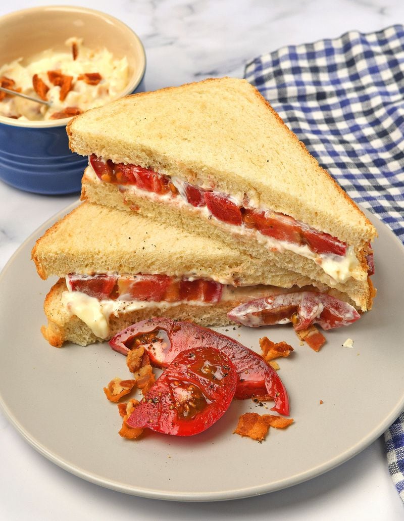 Heirloom Tomato Sandwich with Bacon Mayonnaise. (Styling by Kate Williams / Chris Hunt for the AJC)