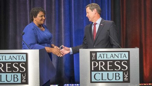 The race for Georgia governor between Democrat Stacey Abrams and Republican Brian Kemp remains unsettled as judges continue to weigh arguments about ballots that had not been counted. (ALYSSA POINTER/ALYSSA.POINTER@AJC.COM)