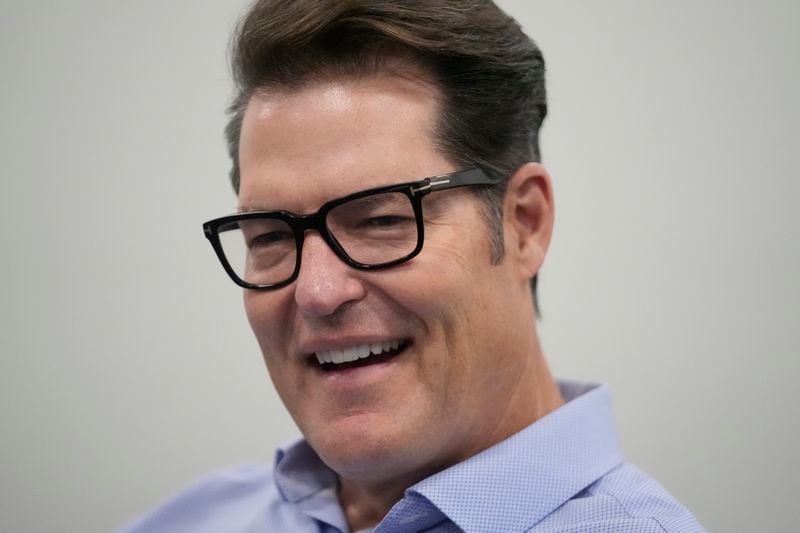 Utah Hockey Club general manager Bill Armstrong speaks during a interview at the new temporary practice facility, Sept. 17, 2024, in Kearns, Utah. (AP Photo/Rick Bowmer)