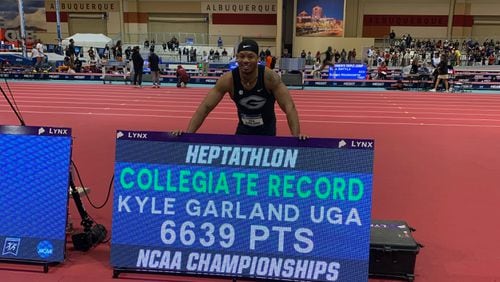 Kyle Garland's point total o 6,639 points at the NCAA Indoor Championships not only was the best in Georgia history, but the second best of all time. (Photo from UGA Athletics)