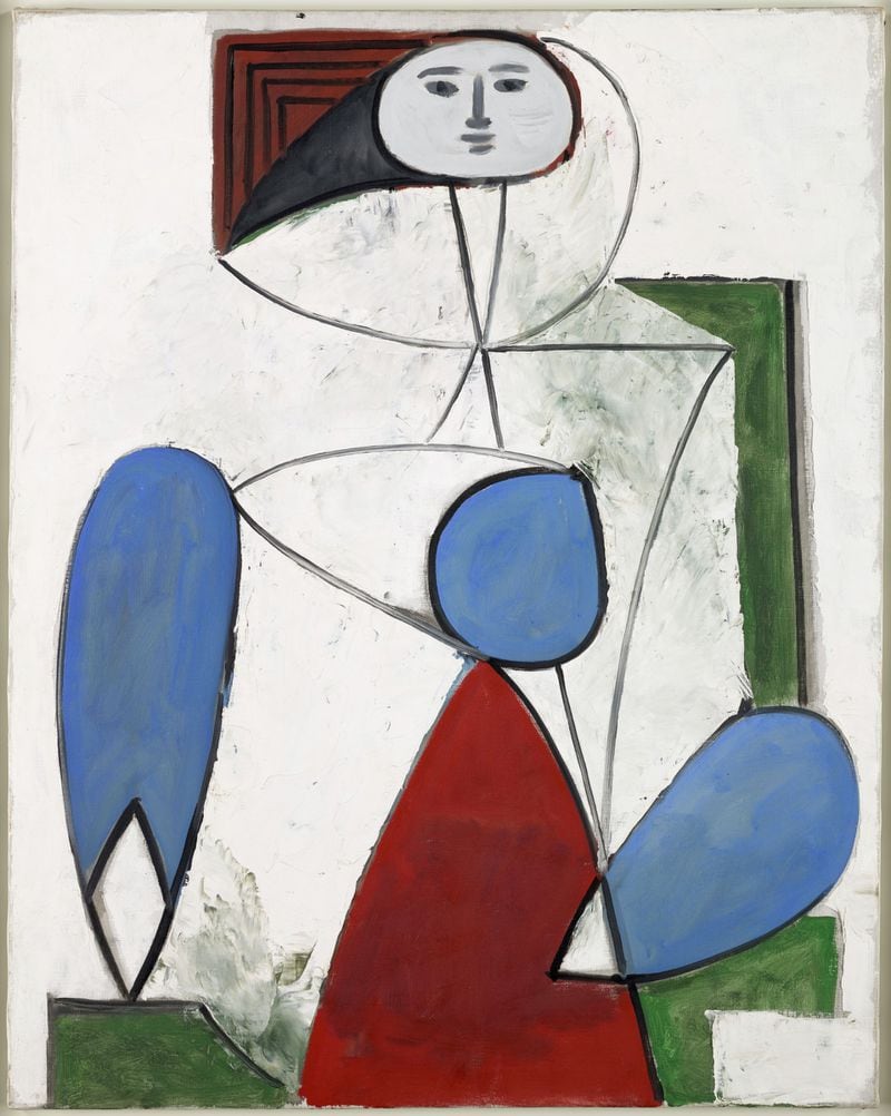 Pablo Picasso's "Woman in an Armchair" from 1947 seems to share common elements with Alexander Calder's painted shapes. It will be part of the Calder-Picasso exhibit at the High Museum of Art. Photos: Courtesy High Museum